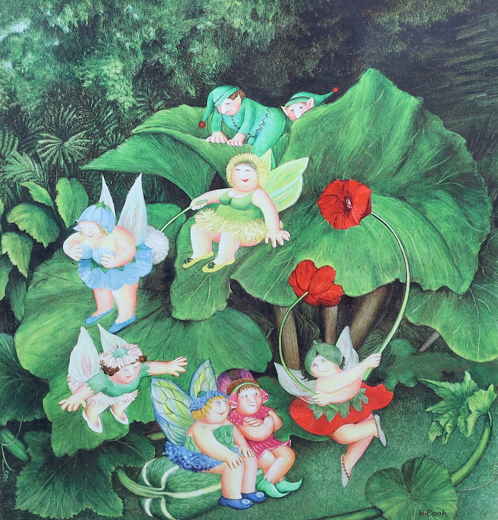 Beryl Cook (1926-2008), chromolithograph, 'Fairy Dell', signed in pencil, blindstamped, 44 x 41cm